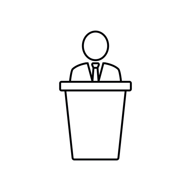 简单的人在讲坛线图标。公共演讲符号和符号矢量插图设计。在白色背景上隔离图片下载