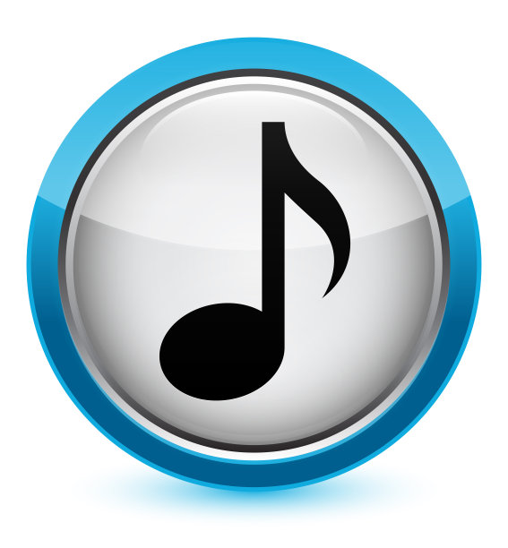 音乐图标水晶青蓝圆形按钮图片下载