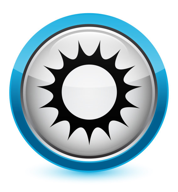 太阳图标水晶青蓝圆形按钮图片下载