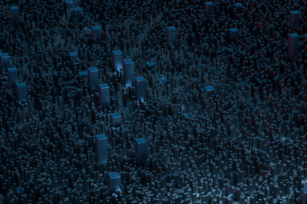 深色技术线背景与立方体和线，3d渲染。图片下载