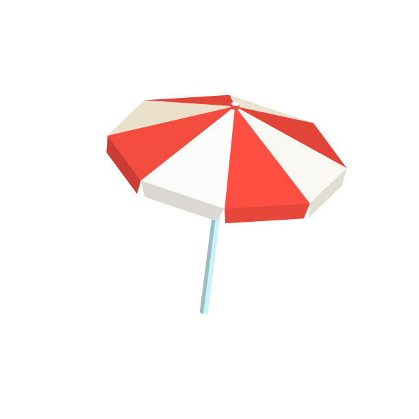 矢量沙滩伞等距图标上的白色背景图片下载