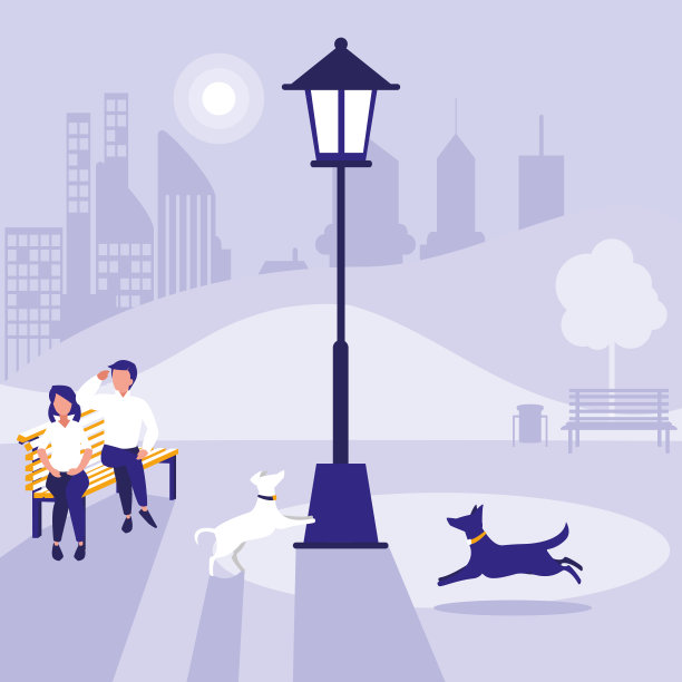 公园里的情侣角色图片下载