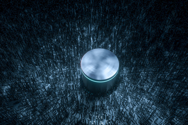 深色技术线背景与立方体和线，3d渲染。图片下载