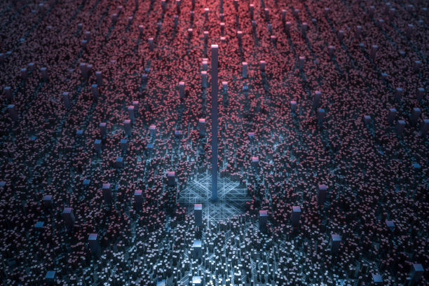 深色技术线背景与立方体和线，3d渲染。图片下载