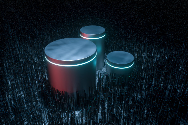 深色技术线背景与立方体和线，3d渲染。图片下载