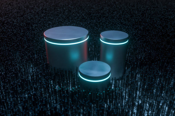 深色技术线背景与立方体和线，3d渲染。图片下载