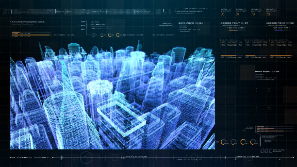未来全息数字矩阵网络城市图片下载