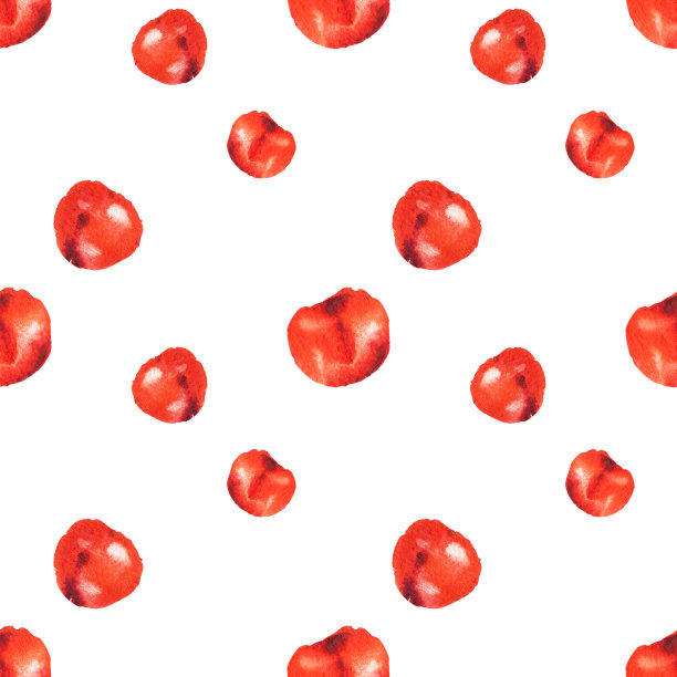 水彩无缝图案从红色多汁的樱桃。草图。手绘食物插图。图片下载