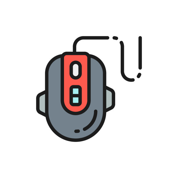 电脑游戏鼠标平色线条图标。图片下载