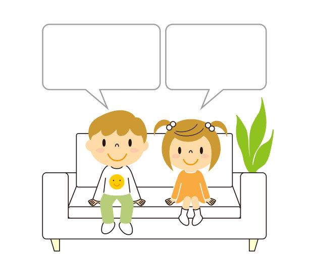 沙发男孩女孩吹出插图剪辑艺术图片下载