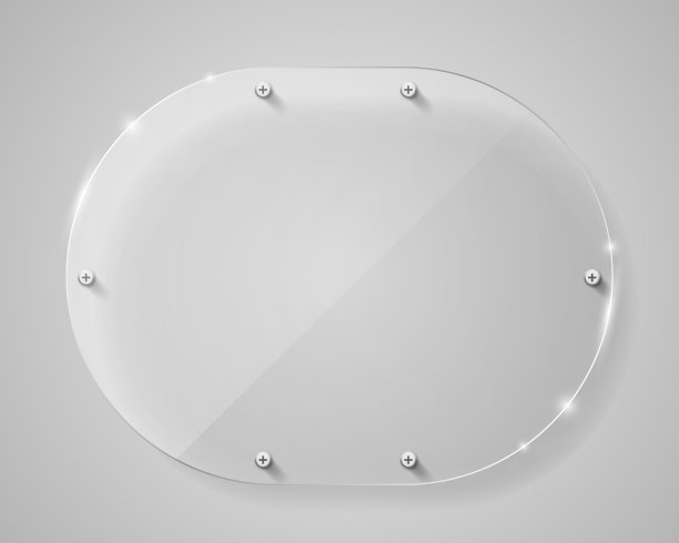 逼真的椭圆图形透明玻璃框架与阴影。现代的背景。图片下载