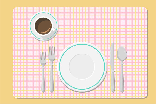 餐具放在桌子上图片下载