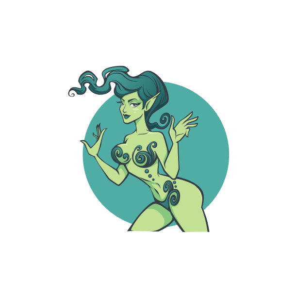 树精，幻想的自然符号，土元素看起来像一个美丽的女人，矢量插图图片下载