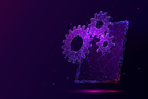 平板和齿轮低多边形矢量插图。图片下载