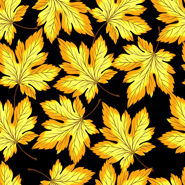 秋叶与枝叶无缝花纹图片下载