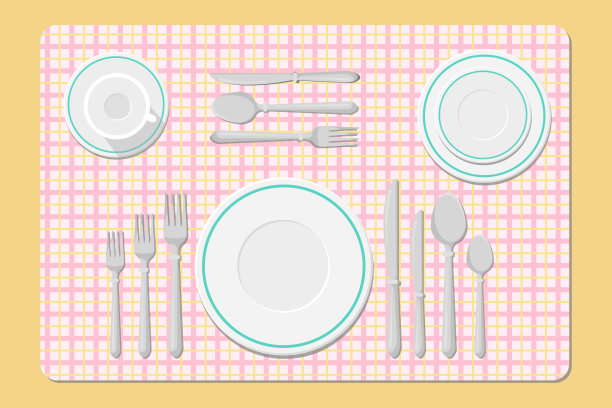 餐具放在桌子上图片下载