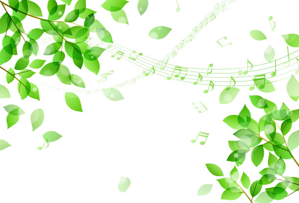 舞动的绿叶，音符，五线谱图片下载