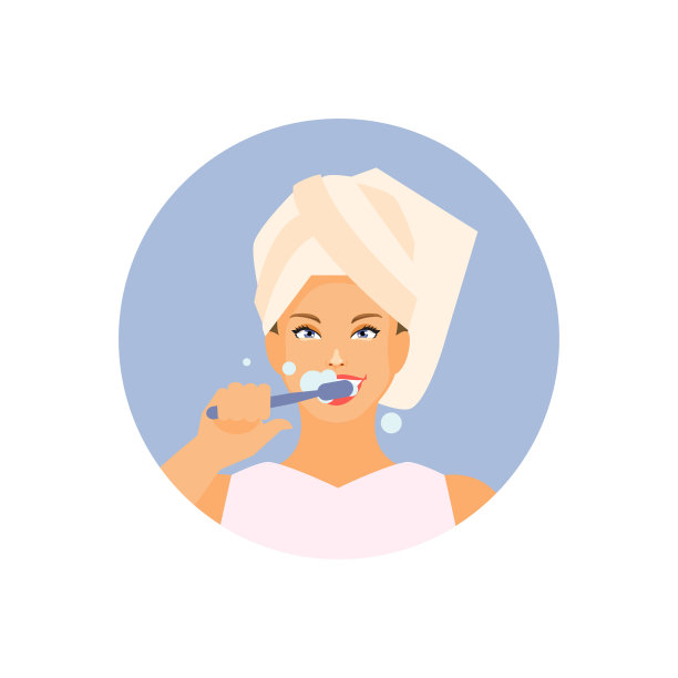 刷牙的女孩向量图片下载
