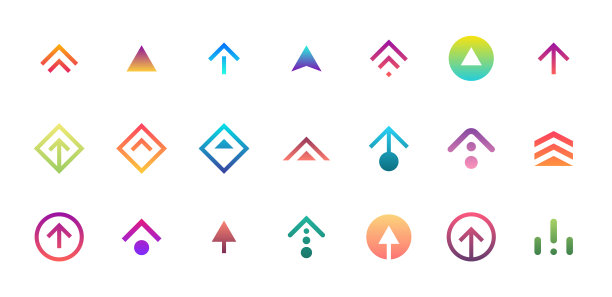 向上滑动故事按钮图标集。应用程序和社交网络滚动箭头象形图时尚博主的故事设计。矢量平面现代渐变颜色风格的应用程序界面插图图片下载