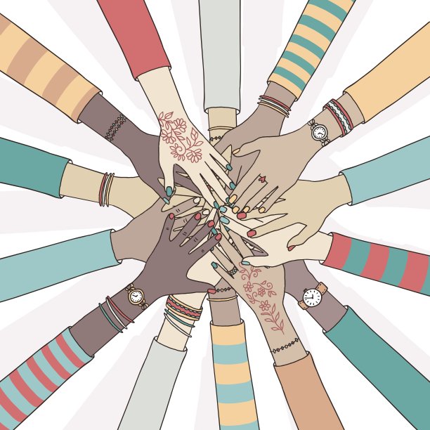 不同的人手握在一起图片下载