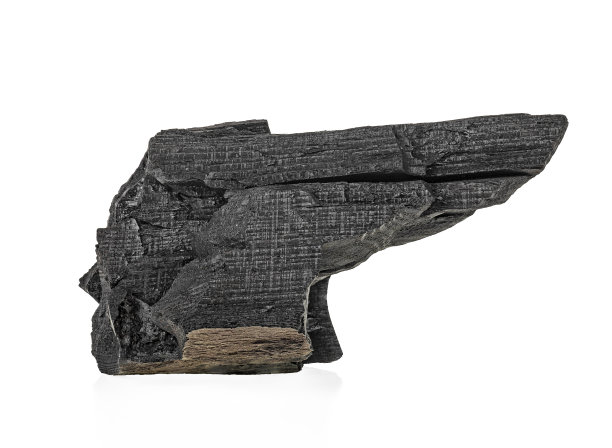 一块孤立在白色背景上的木炭。天然木材。图片下载