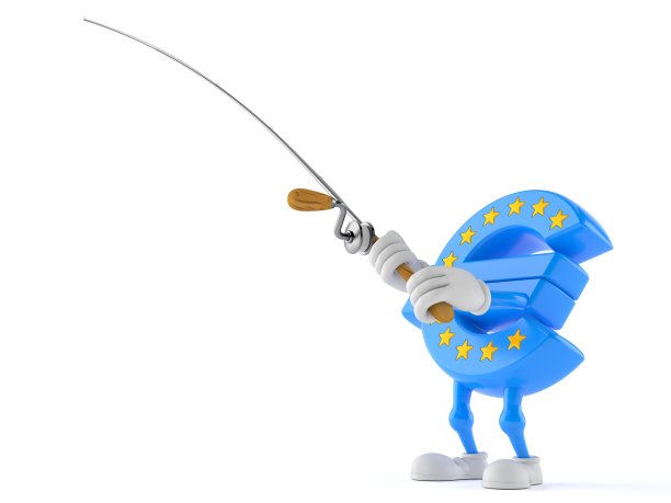 欧元货币字符与鱼竿图片下载