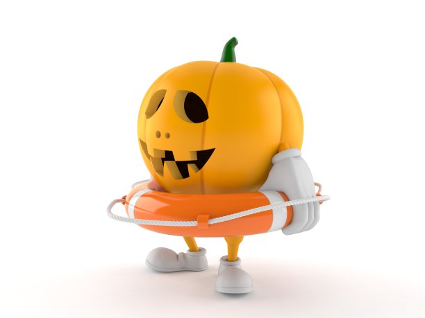 万圣节南瓜人物拿着救生圈图片下载