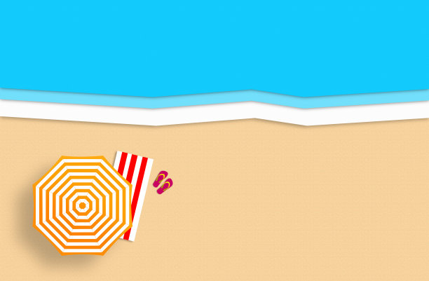 夏天的概念。黄金沙滩，大海和放松的地方。手工制作的,纸组成图片下载