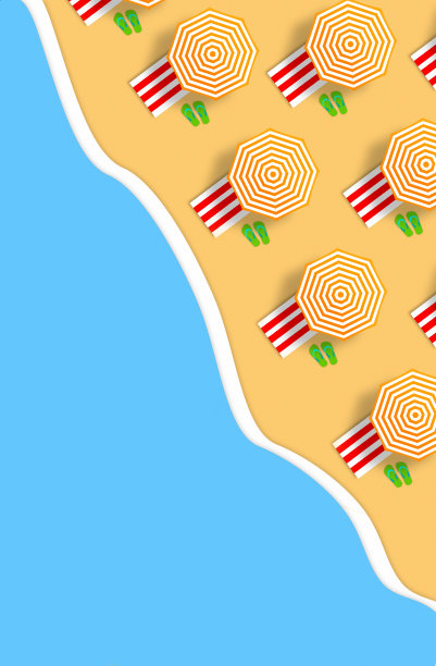 夏天的概念。黄金沙滩，大海和放松的地方。手工制作的,纸组成图片下载