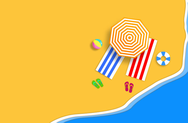 夏天的概念。黄金沙滩，大海和放松的地方。手工制作的,纸组成图片下载