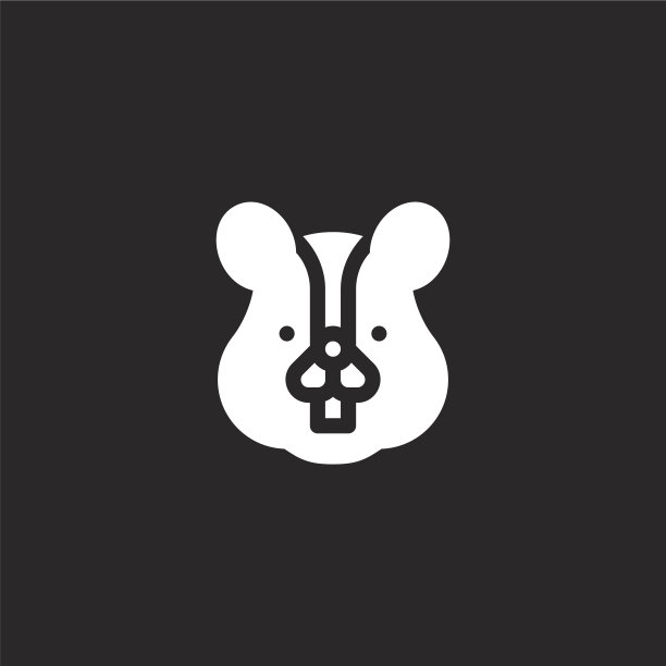 松鼠图标。填充松鼠图标为网站设计和移动，应用程序开发。松鼠图标从充满丛林收集孤立的黑色背景。图片下载