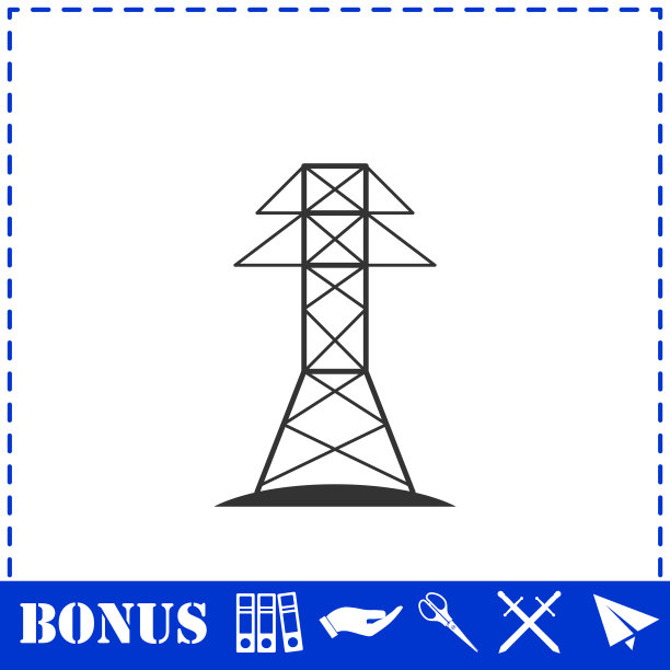 电力线图标平坦图片下载