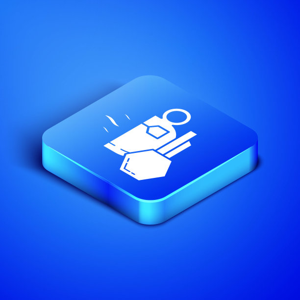 等距杯茶与蜂蜜图标孤立在蓝色背景。甜蜜的天然食品。蓝色方块按钮。矢量图图片下载