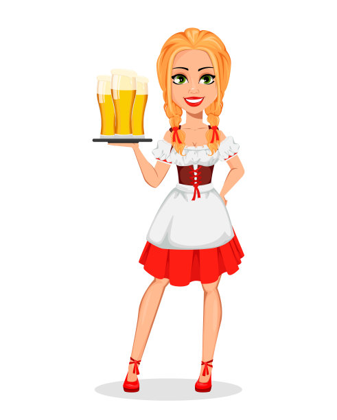 啤酒节。年轻女孩穿着巴伐利亚服装图片下载