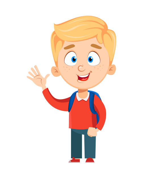 回到学校。背着帆布背包的可爱男生图片下载