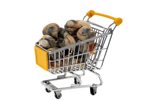 装满贝壳的超市手推车图片下载