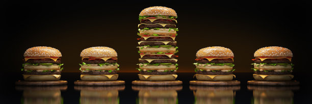 汉堡塔。三维渲染图片下载