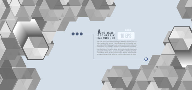 灰色几何立方体图形模板旗帜上的蓝色BG图片下载