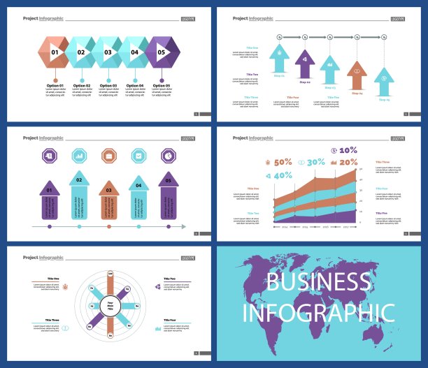 一套管理或统计概念信息图表图片下载