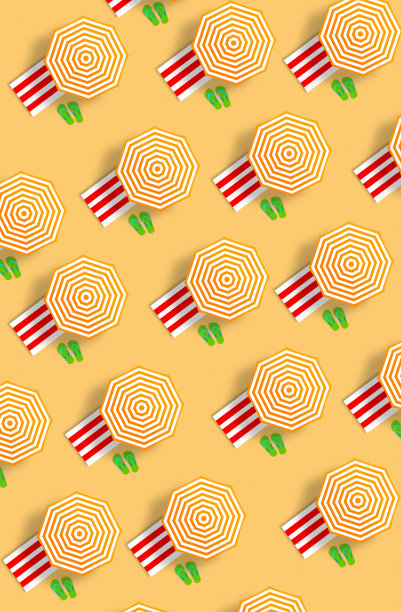 夏天的概念。黄金沙滩和放松的地方。手工制作的,纸组成图片下载