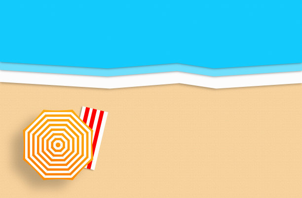 夏天的概念。黄金沙滩，大海和放松的地方。手工制作的,纸组成图片下载