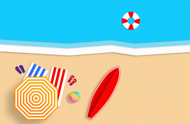 夏天的概念。黄金沙滩，大海和放松的地方。手工制作的,纸组成图片下载