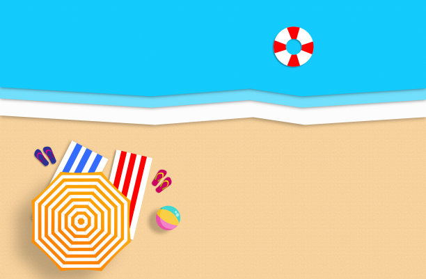 夏天的概念。黄金沙滩，大海和放松的地方。手工制作的,纸组成图片下载