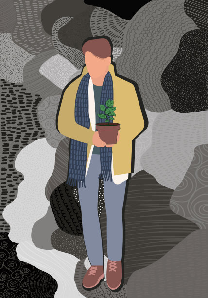 时尚插画，时尚人类穿着秋装图片下载