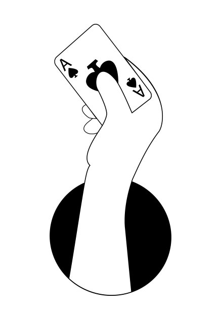 手里拿着一张从黑洞里出来的黑桃a。在赌场中获胜或在算命中获得好运气的概念。魔术师从洞里拿出一张卡片图片下载