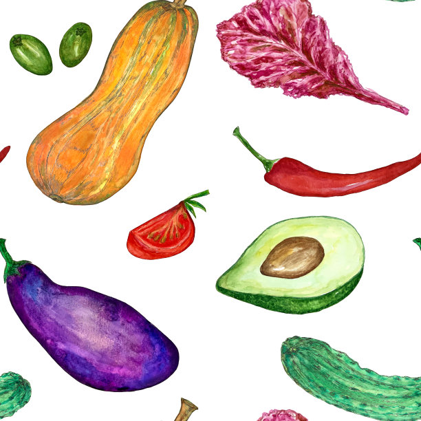 无缝图案与绘制蔬菜图片下载