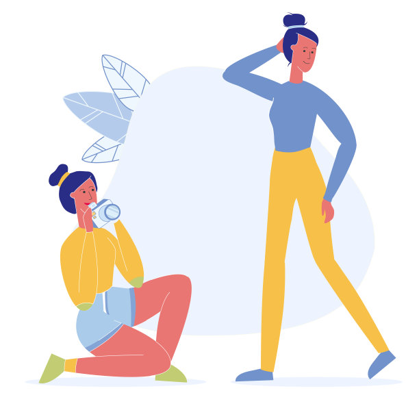 女友拍照平面矢量字符图片下载