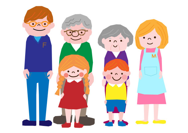 家庭，祖父，祖母，父母和孩子图片下载