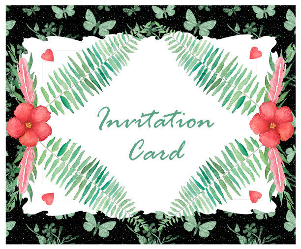 花式婚礼请柬，优雅的水彩模板图片下载