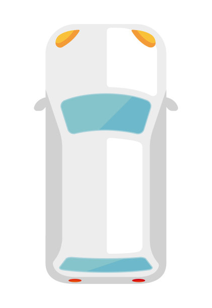 迷你车(从上面看)矢量平面图标/白色图片下载